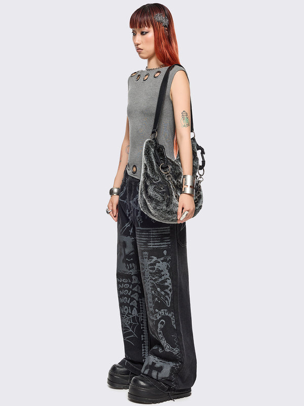 Minga London Paranoia Graphic Baggy Jeans