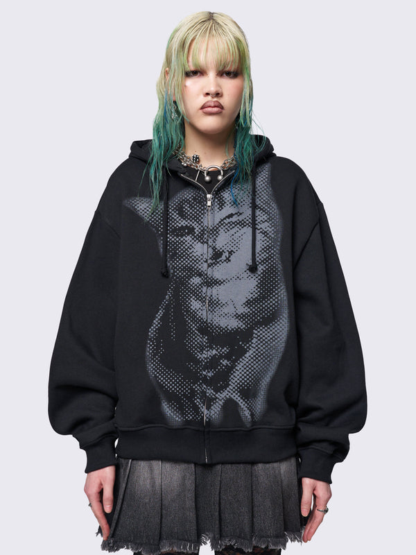 minga london Pixel Kitty Zip Up Hoodie