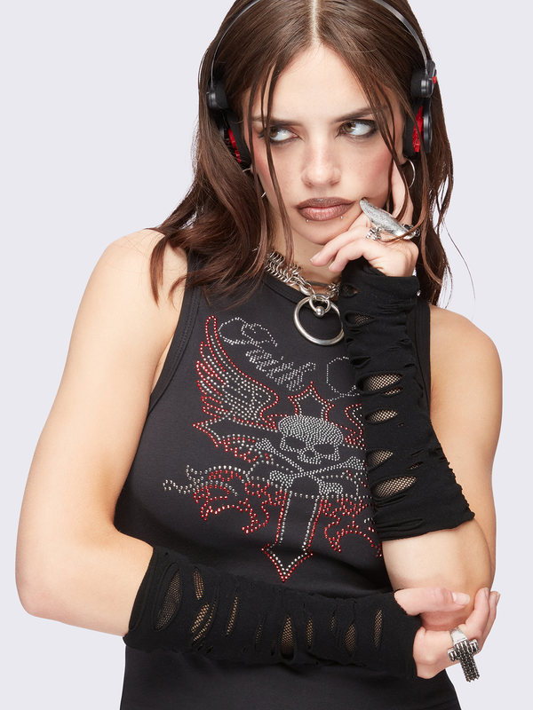 Minga London Ripped Fishnet Arm Warmers