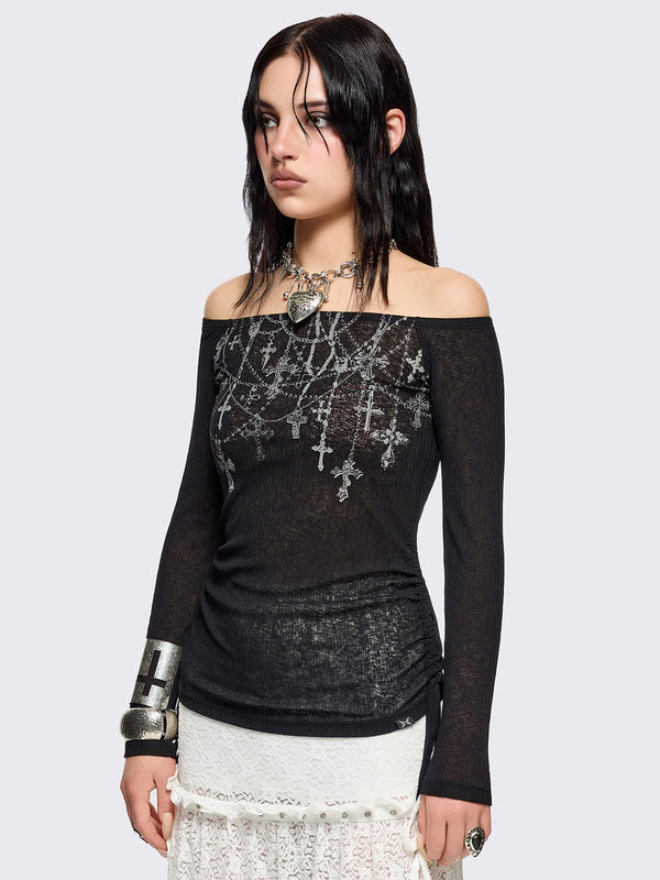 Minga London Rosary Off-Shoulder Top