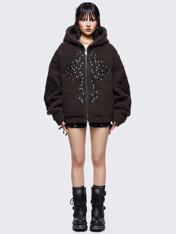 Minga London Sinner Brown Borg Jacket