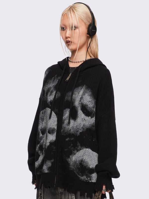Minga London Skull Crusher Knitted Zip-Up Hoodie