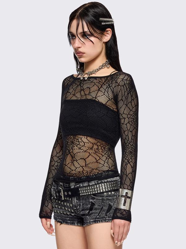 Minga London Spider Web Fishnet Top