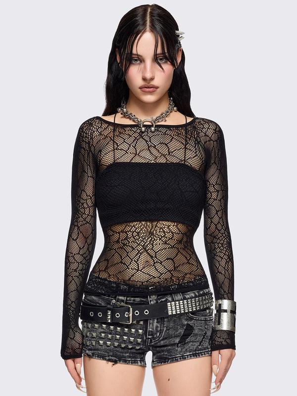 minga london Spider Web Fishnet Top