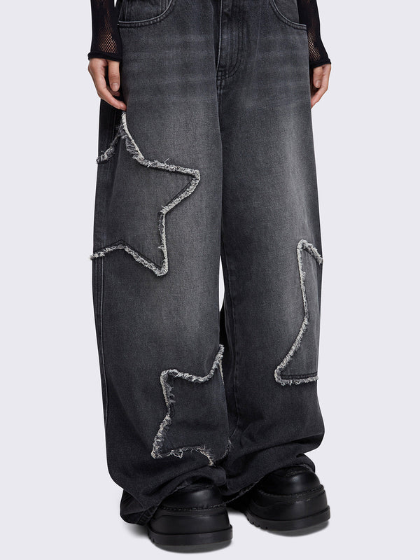 Minga London Starburst Black Baggy Jeans