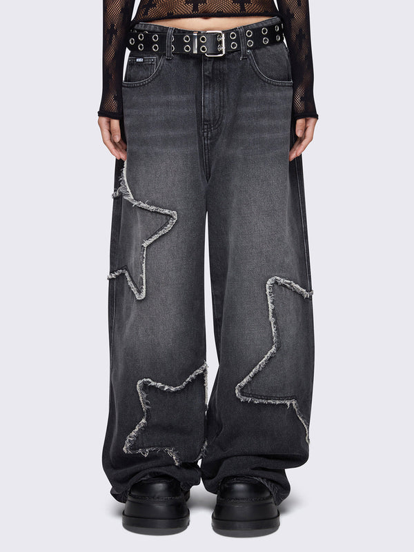 minga london Starburst Black Baggy Jeans