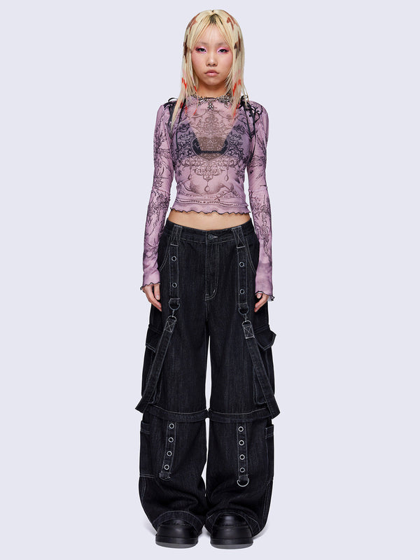 Minga London Willa Lace Up Mesh Top