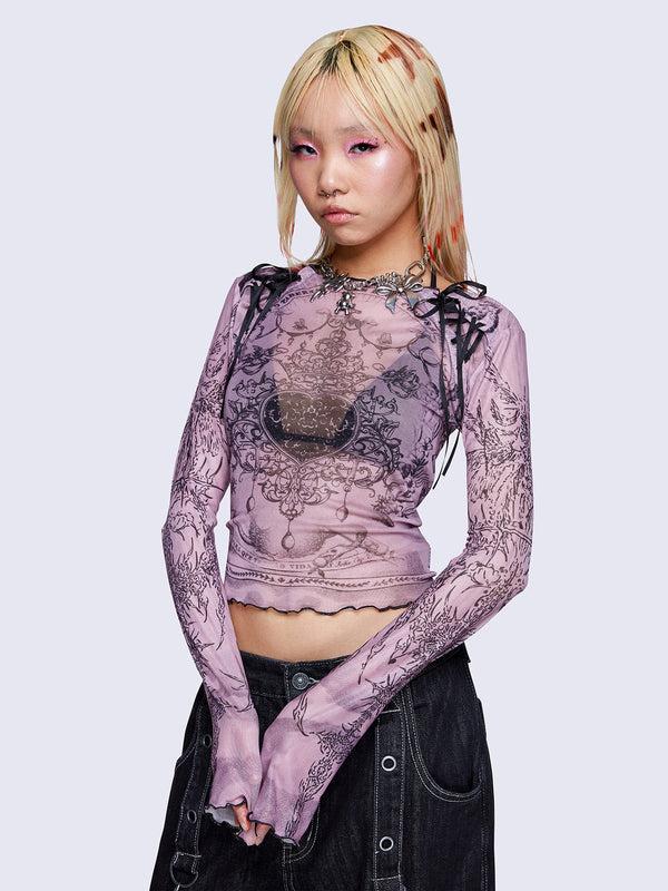 Minga London Willa Lace Up Mesh Top