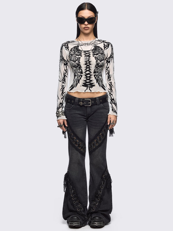 Minga London Wing It White Mesh Top