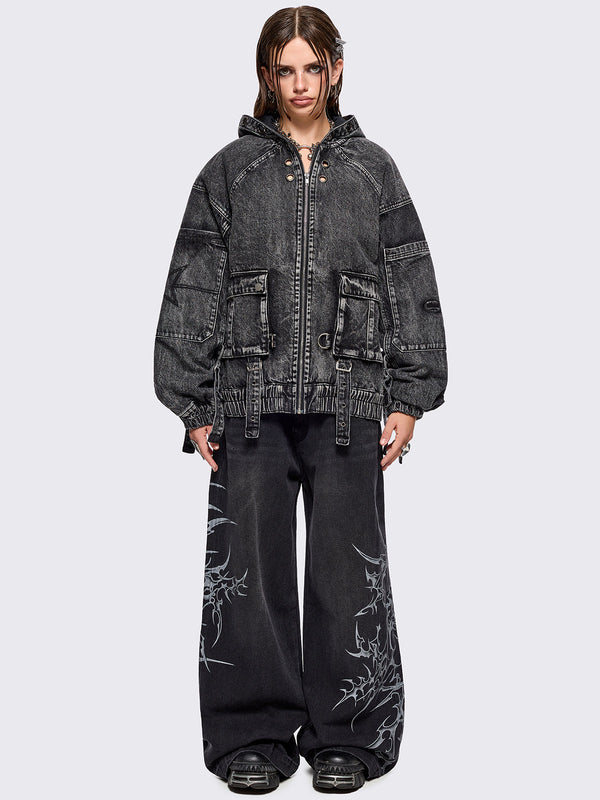 Minga London Zade Denim Bomber Jacket