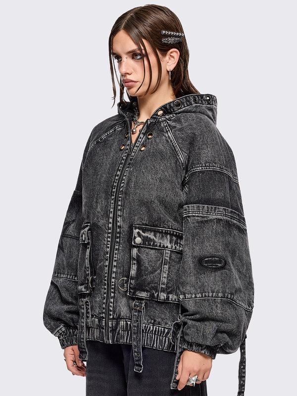 Minga London Zade Denim Bomber Jacket