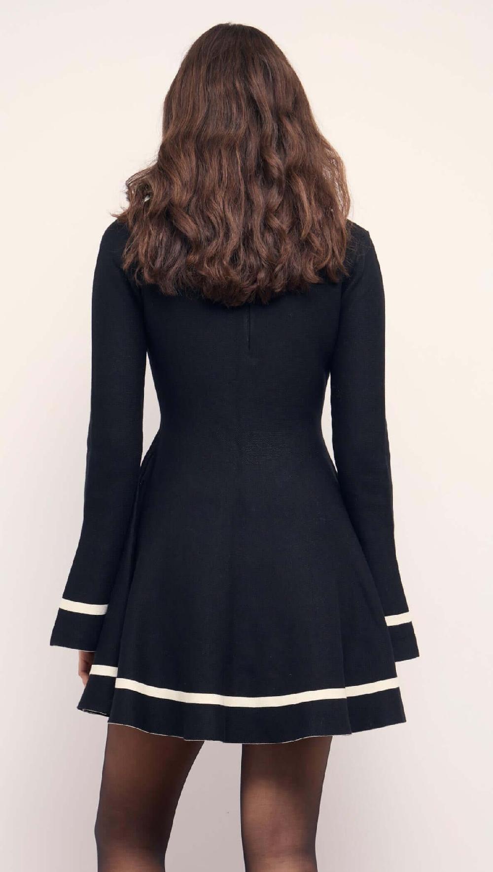 Minkpink Black Peplum Knit Mini Dress With Contract Trim