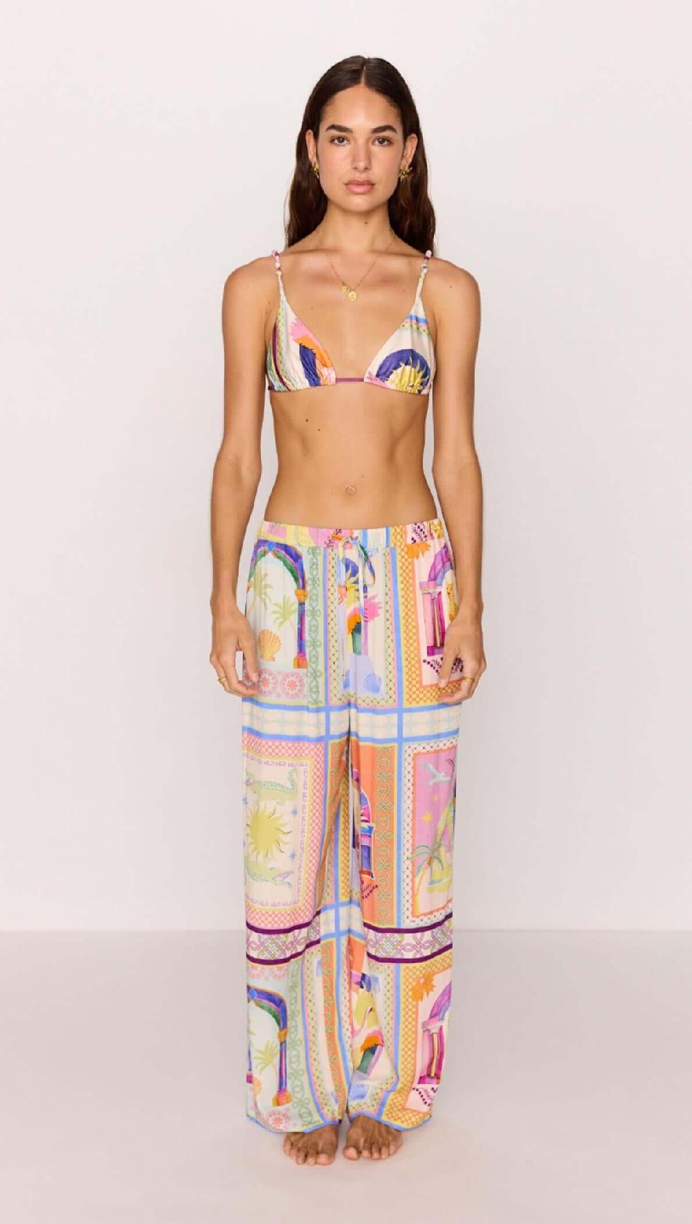 Minkpink Drawstring Wide-Leg Pant In Multicolour Print