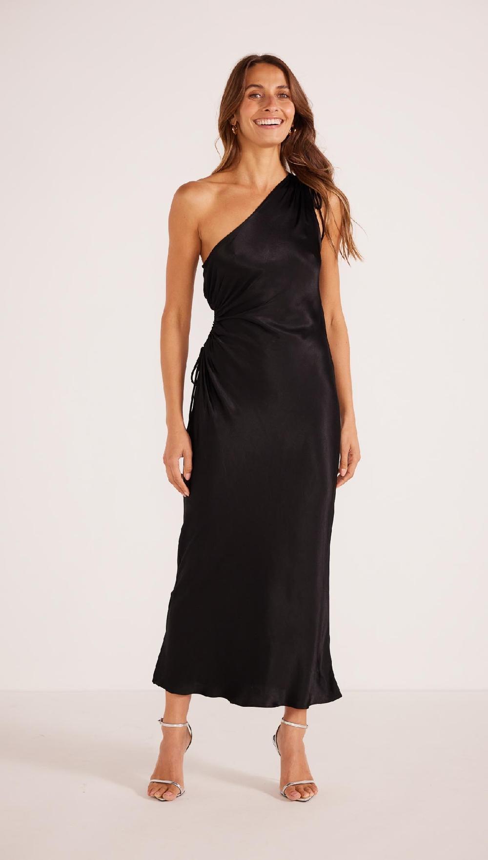 Minkpink Gaia Cut Out One Shoulder Dress Black - Final Sale