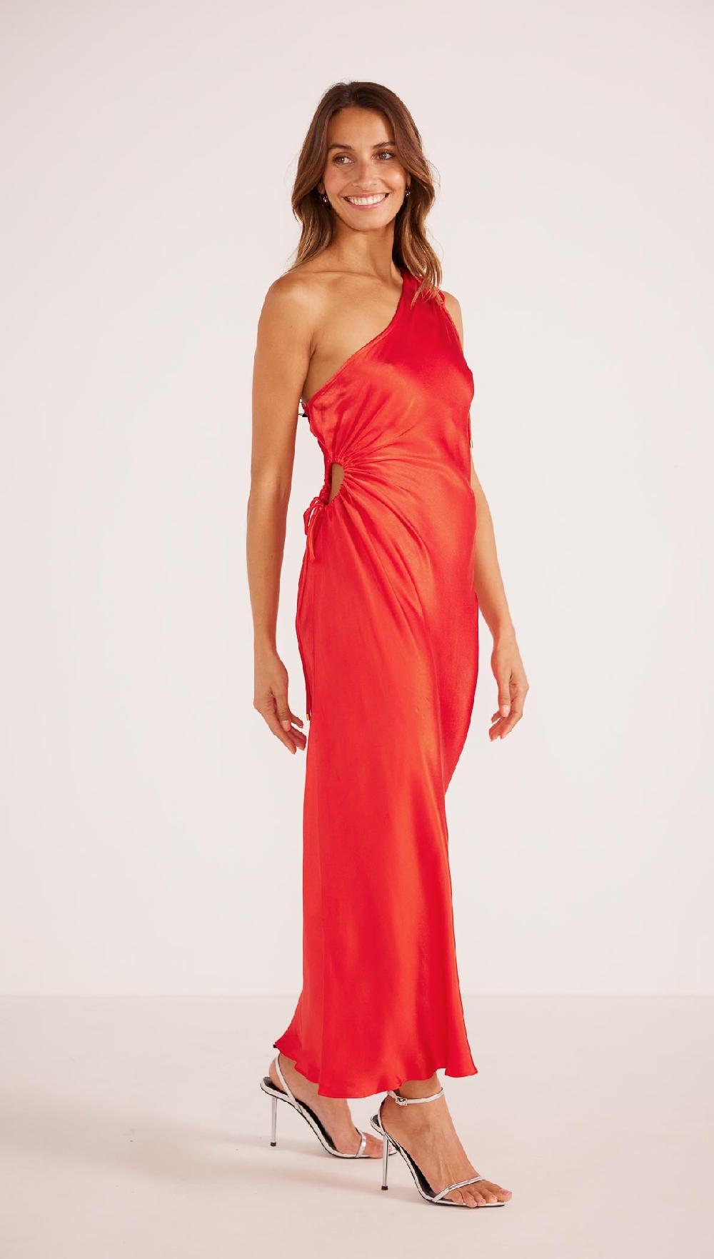 minkpink Gaia Cut Out One Shoulder Dress Red - Final Sale