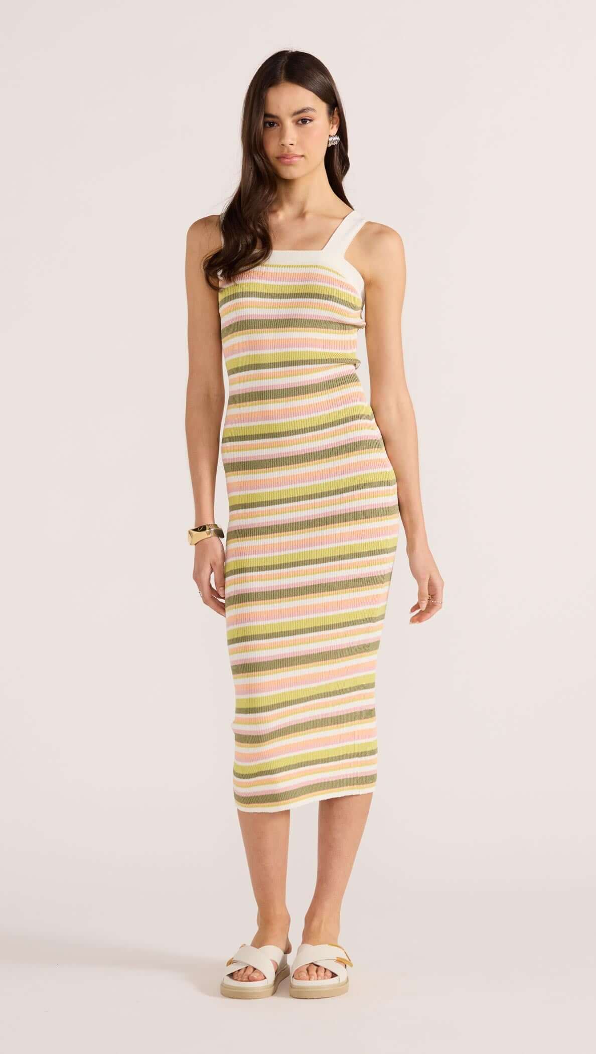 Minkpink Amelia Knit Stripe Midi Dress