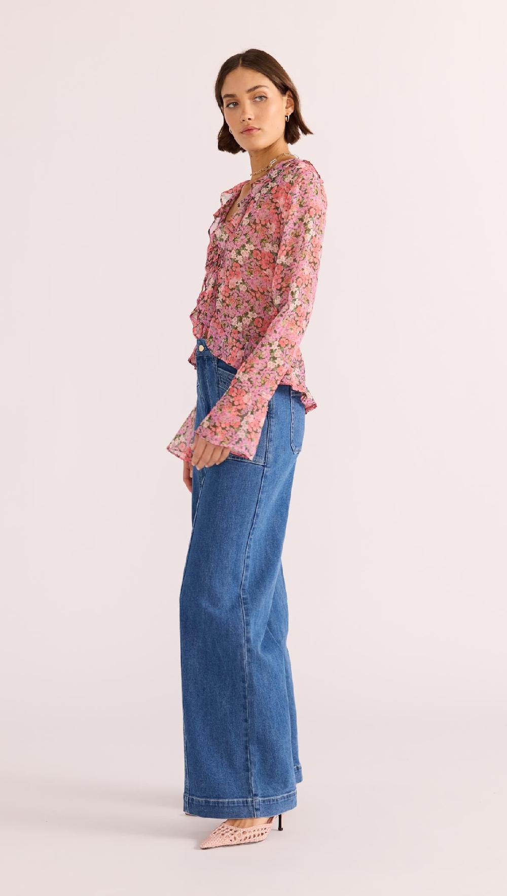Minkpink Amelia Ruffle Sheer Blouse