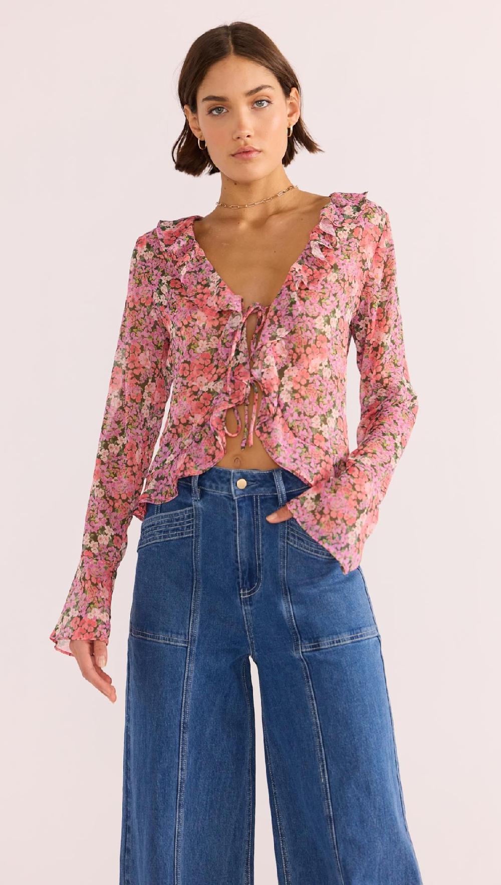 minkpink Amelia Ruffle Sheer Blouse