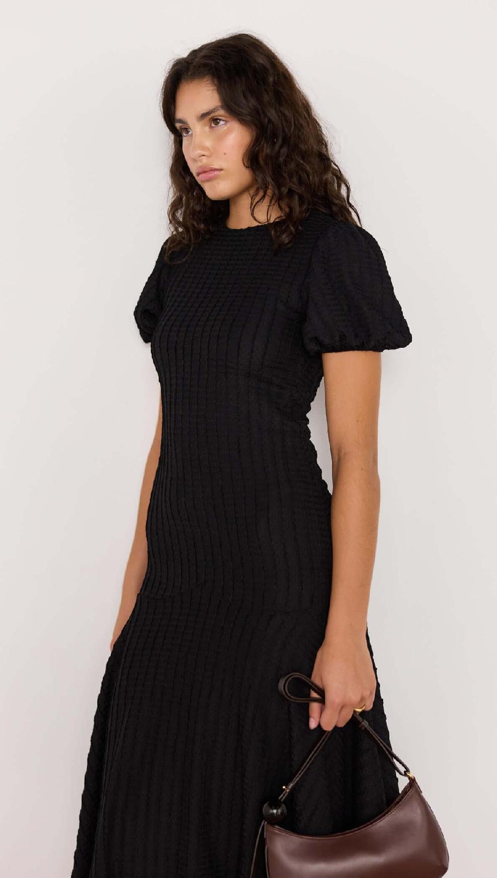 Minkpink Anais Drop Waist Midi Dress - Black