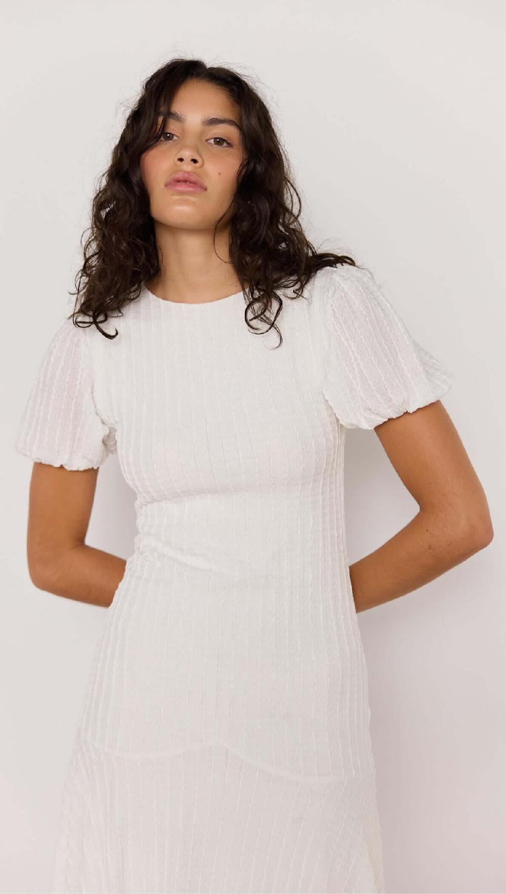Minkpink Anais Drop Waist Midi Dress - White