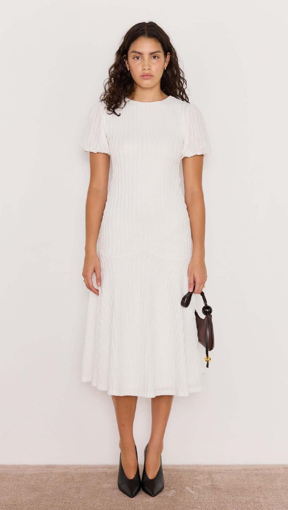 minkpink Anais Drop Waist Midi Dress - White
