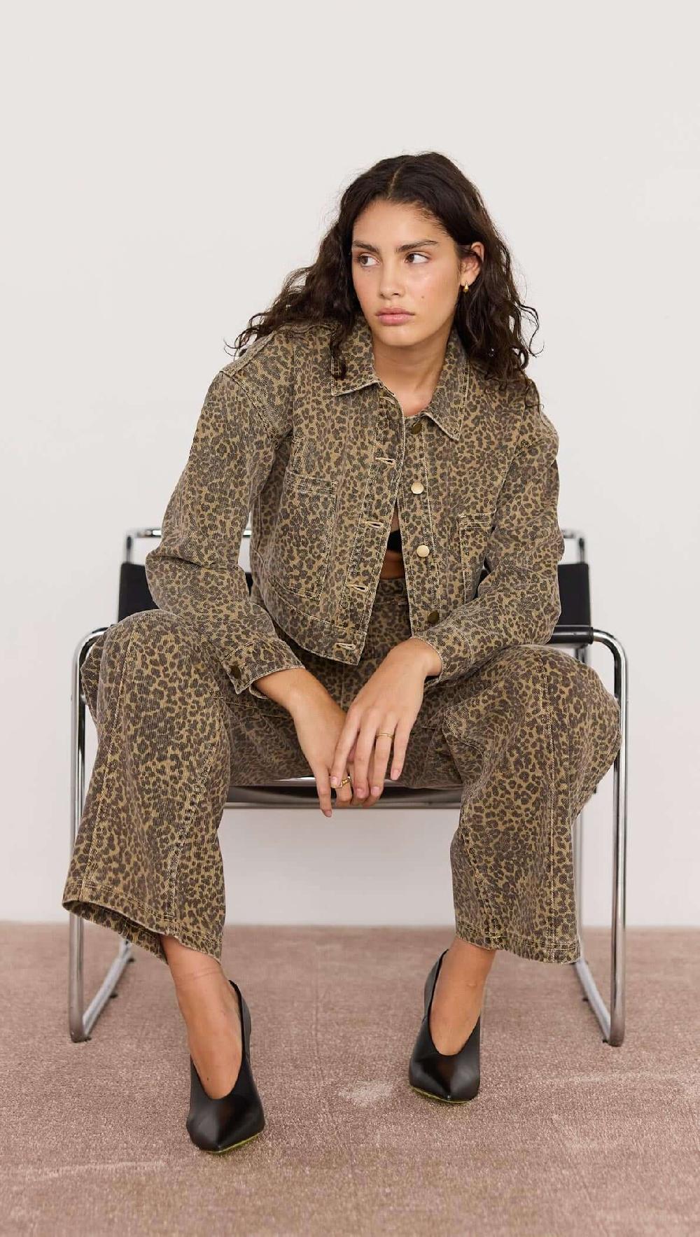 minkpink Anouk Animal Print Crop Jacket