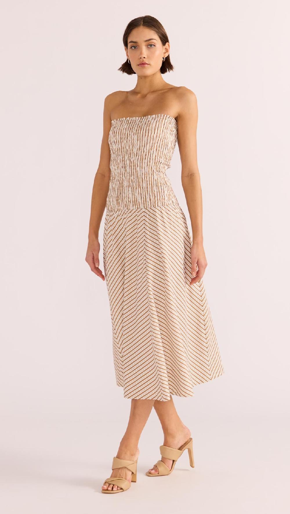 Minkpink Artemis Shirred Bandeau Midi Dress