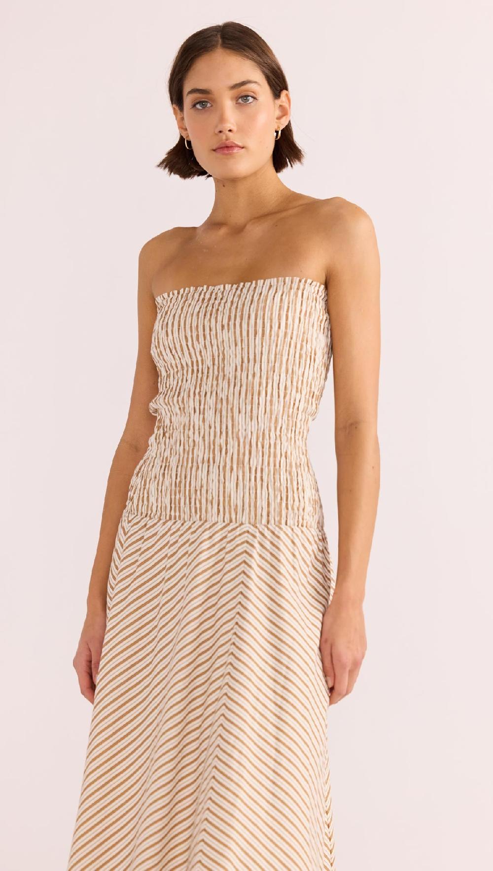 Minkpink Artemis Shirred Bandeau Midi Dress