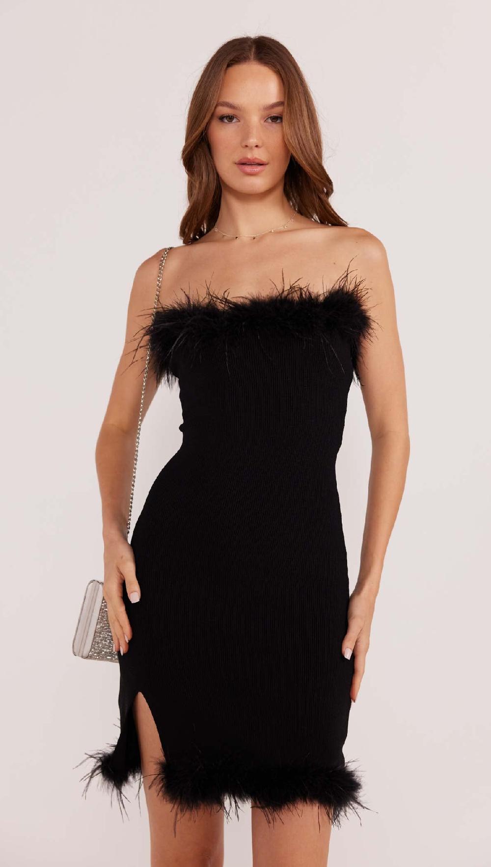 Minkpink Aster Feather Trim Mini Dress