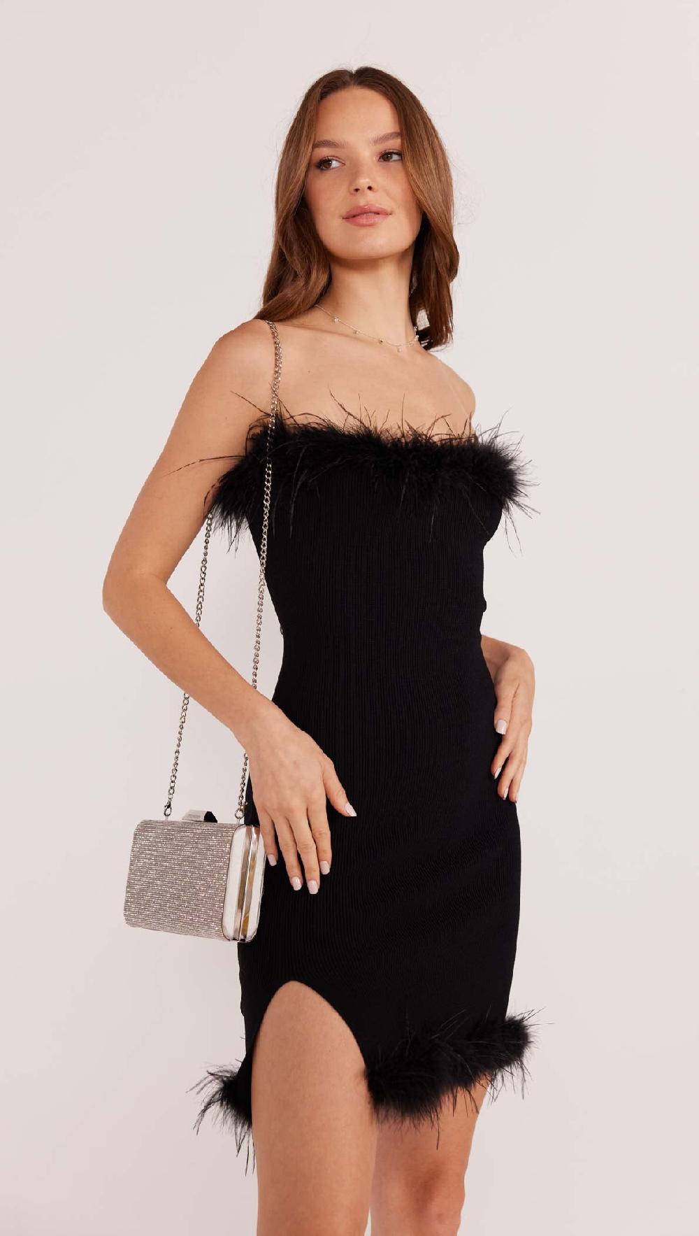 Minkpink Aster Feather Trim Mini Dress