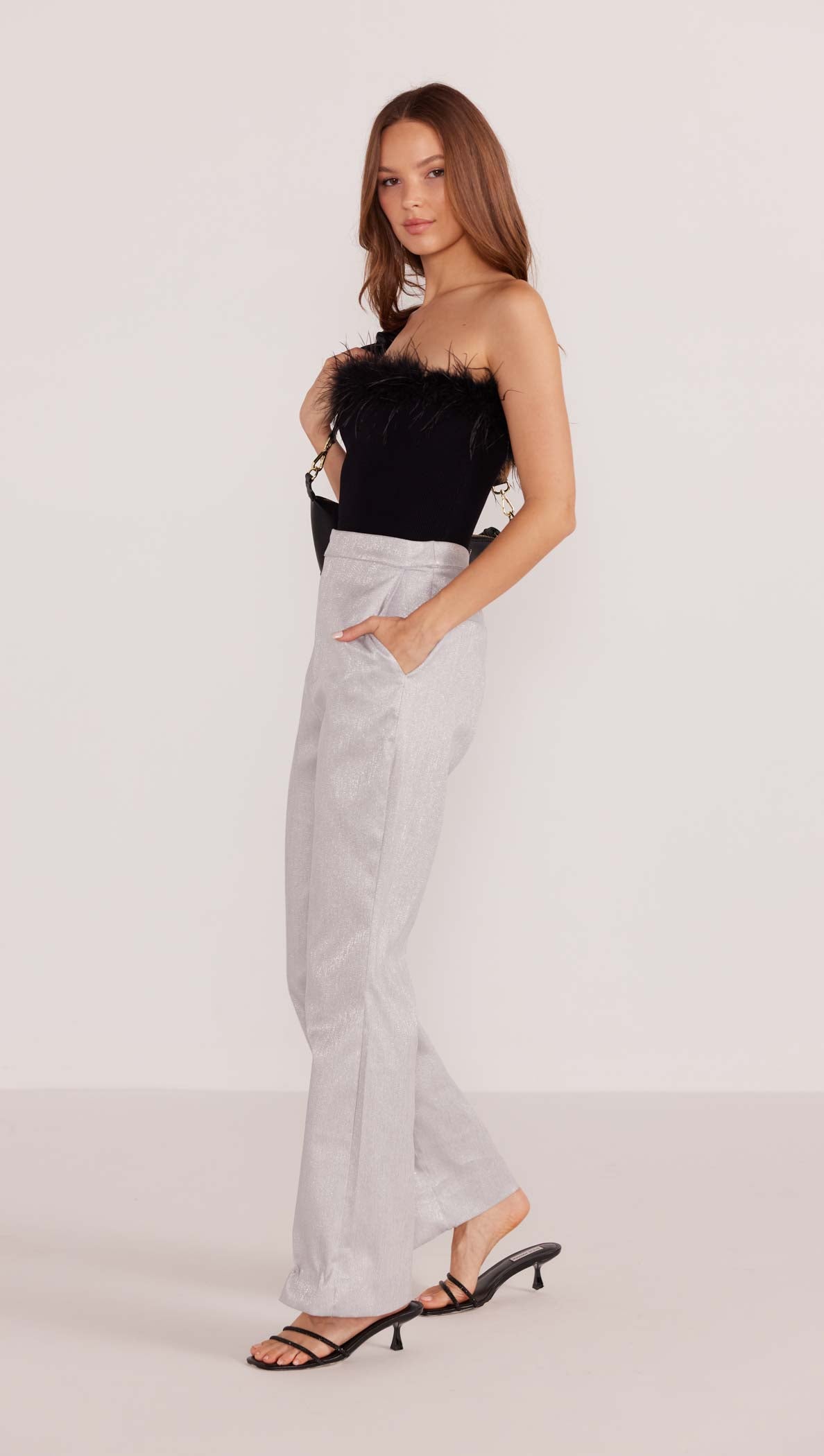 Minkpink Aster Feather Trim Top