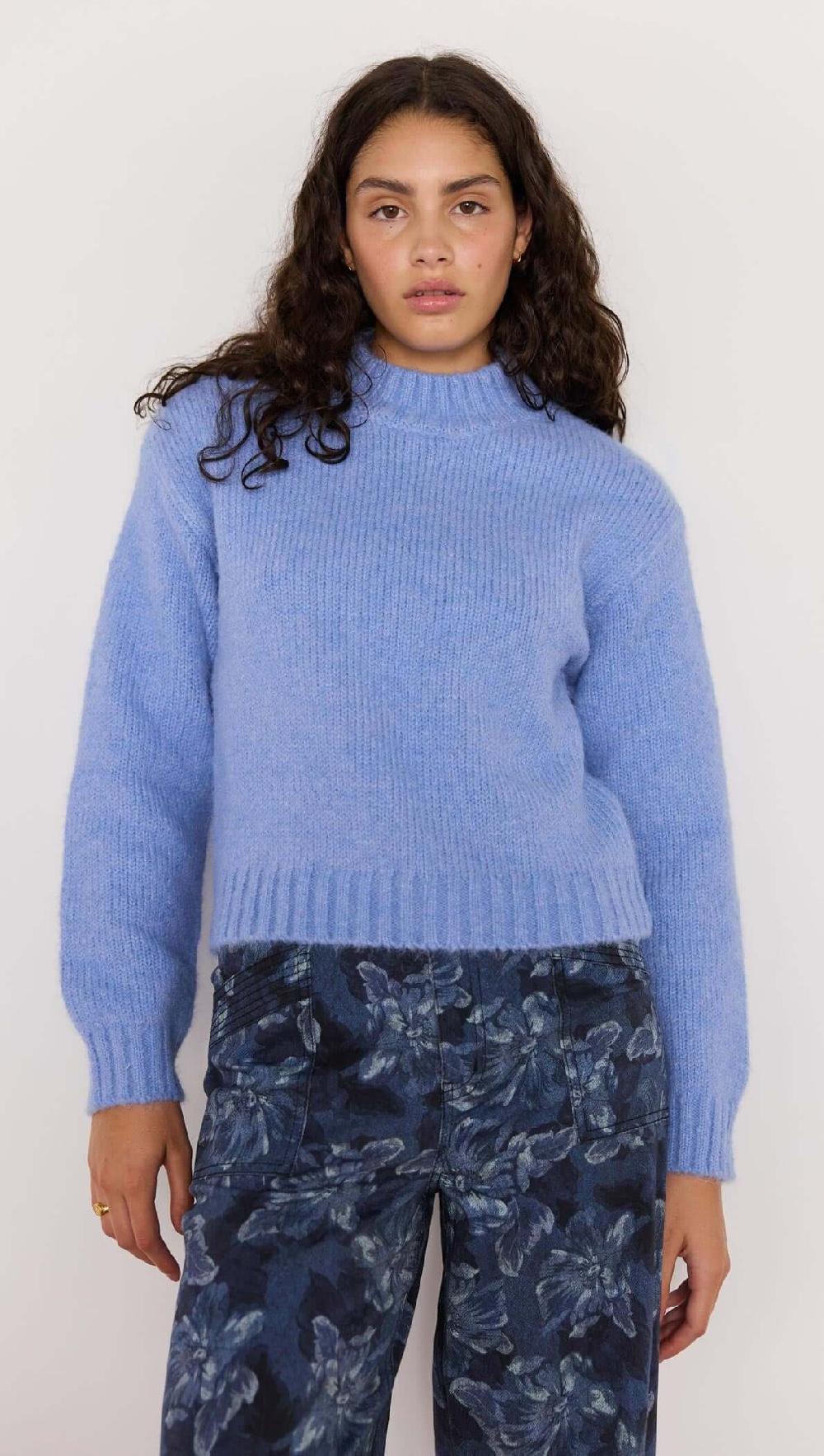 minkpink Avery Fluffy Sweater - Cornflower Blue