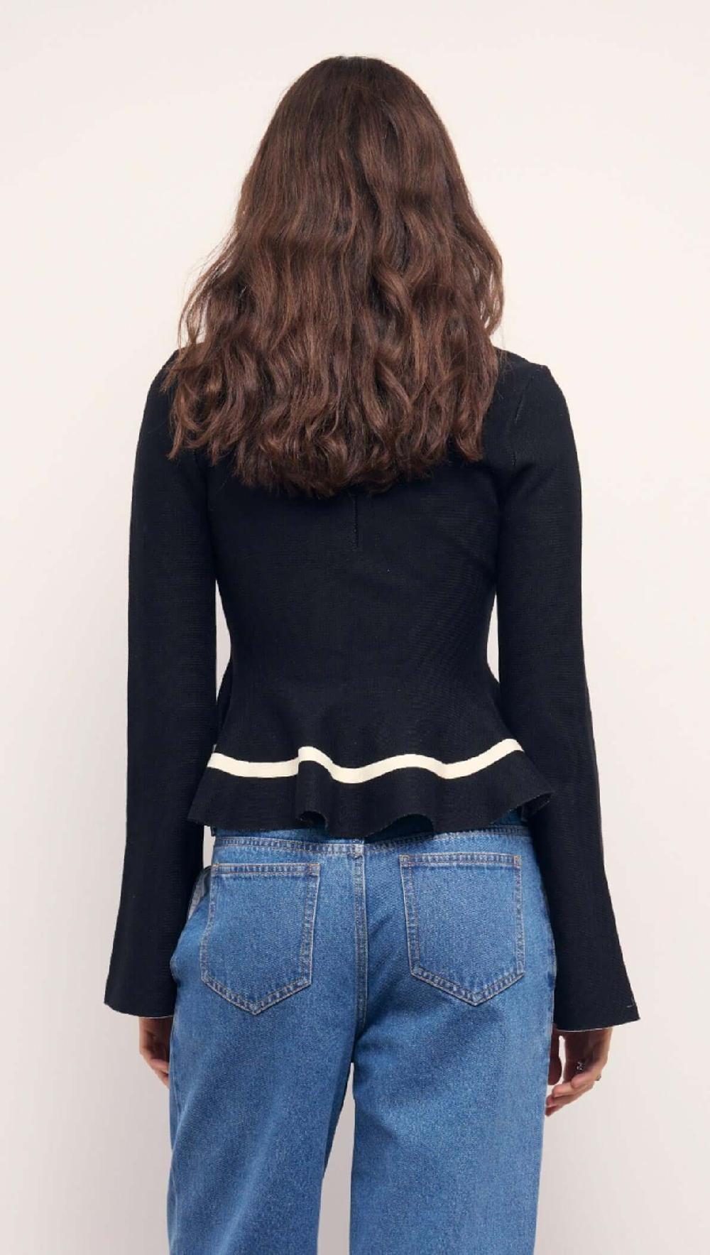 Minkpink Black Peplum Knit Top With Contrast Trim