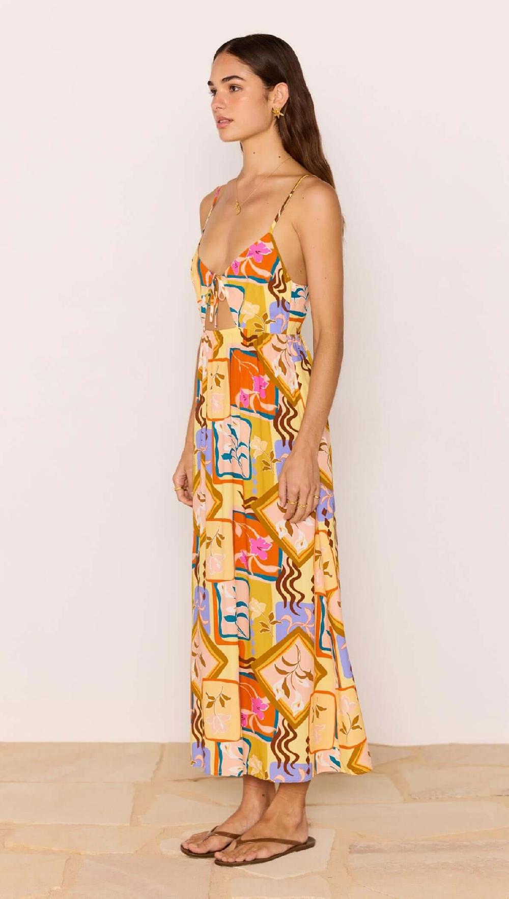 Minkpink Bold Scarf Print Midi Dress With Cut Out