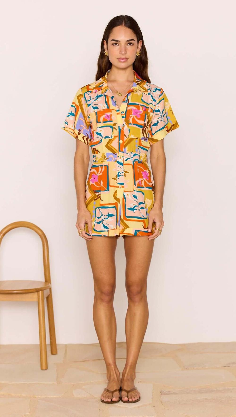 minkpink Bold Scarf Print Playsuit