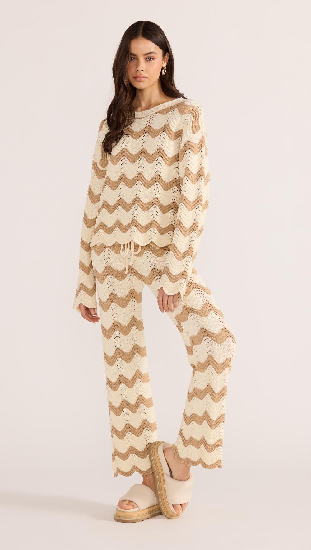 Minkpink Brooke Crochet Wave Sweater