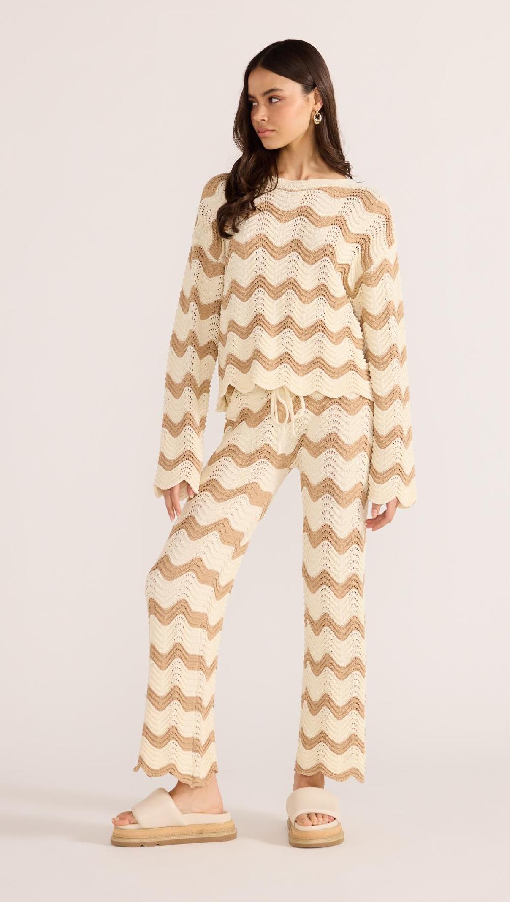 Minkpink Brooke Crochet Wave Sweater
