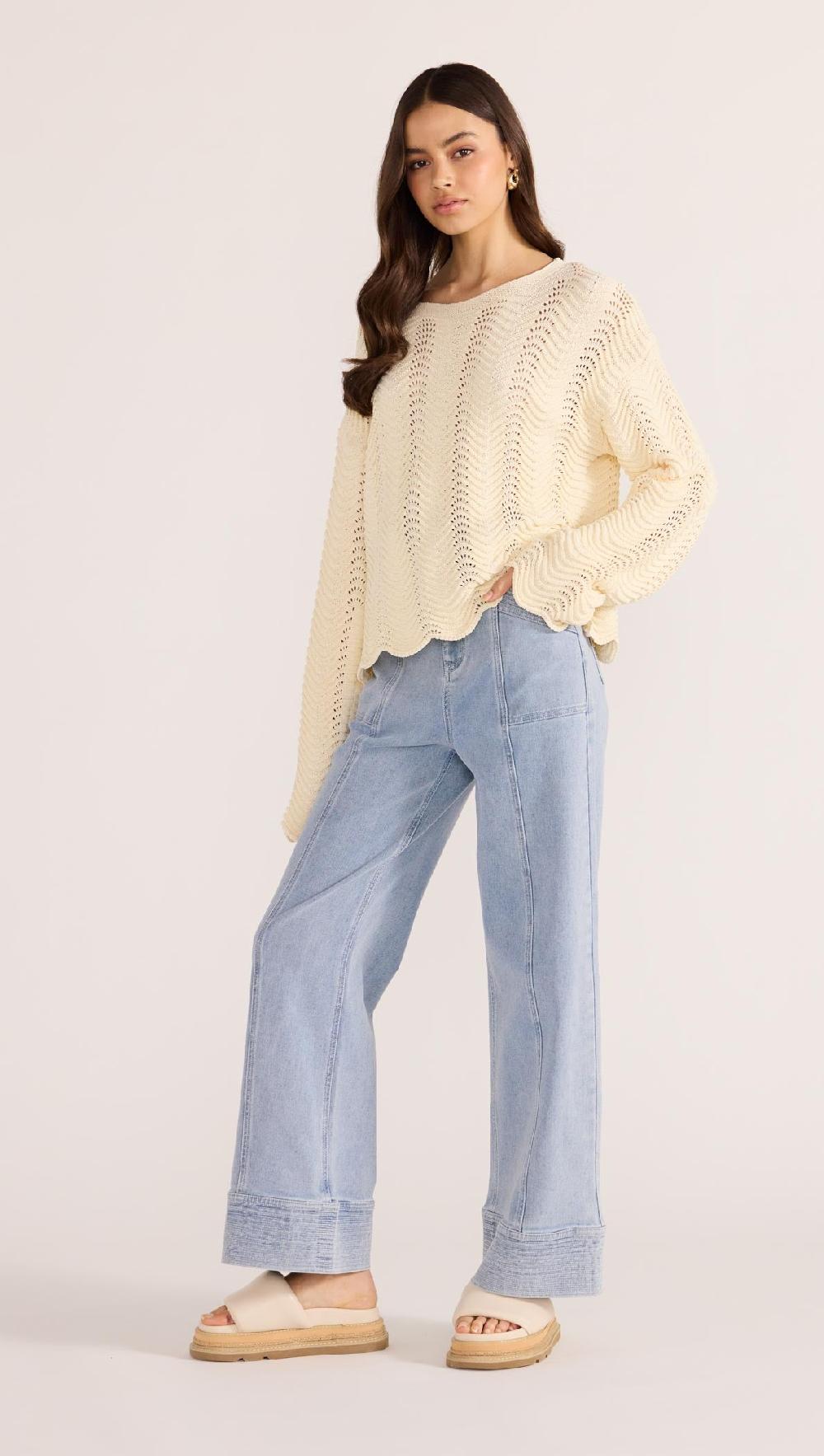 Minkpink Brooke Crochet Wave Sweater