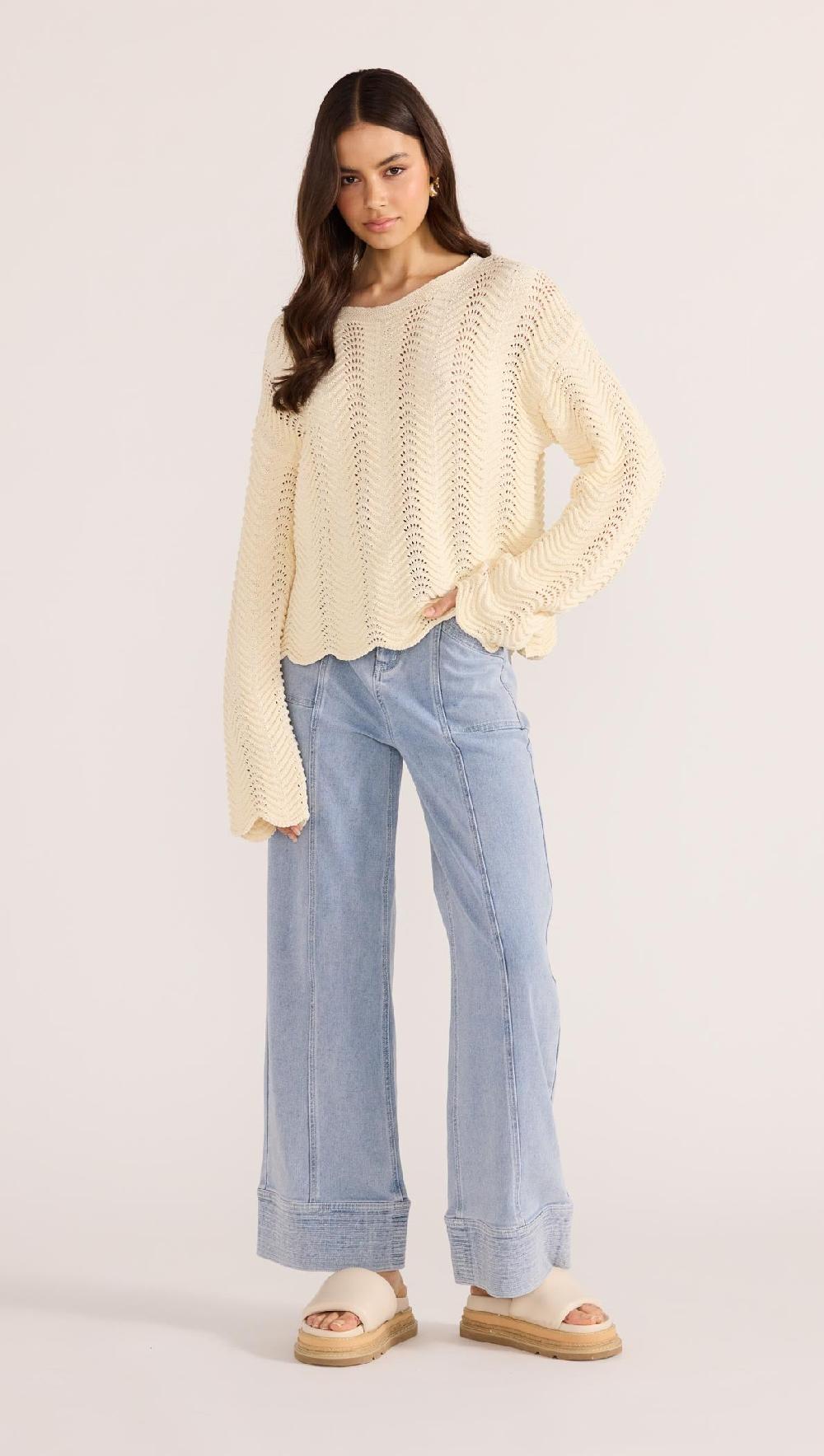 Minkpink Brooke Crochet Wave Sweater