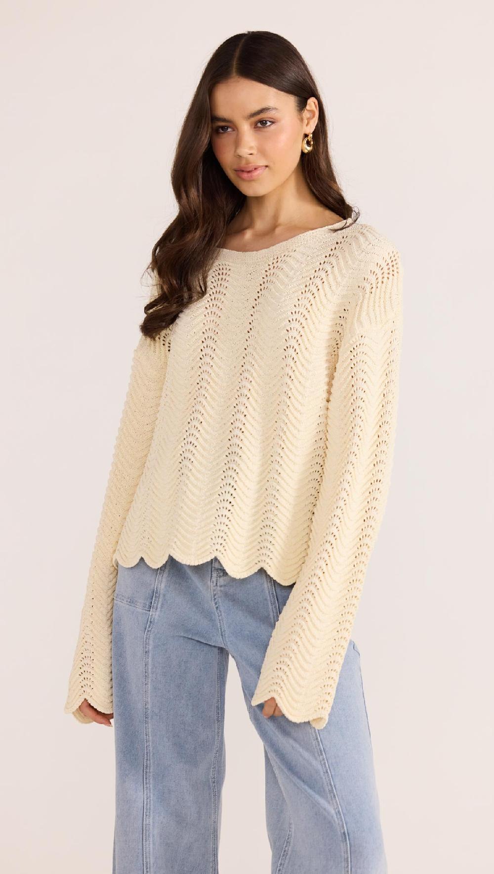 minkpink Brooke Crochet Wave Sweater