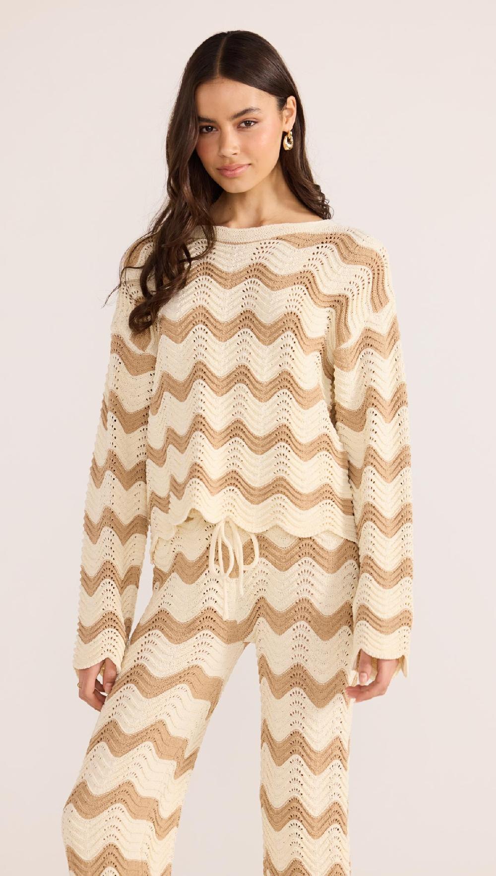 minkpink Brooke Crochet Wave Sweater