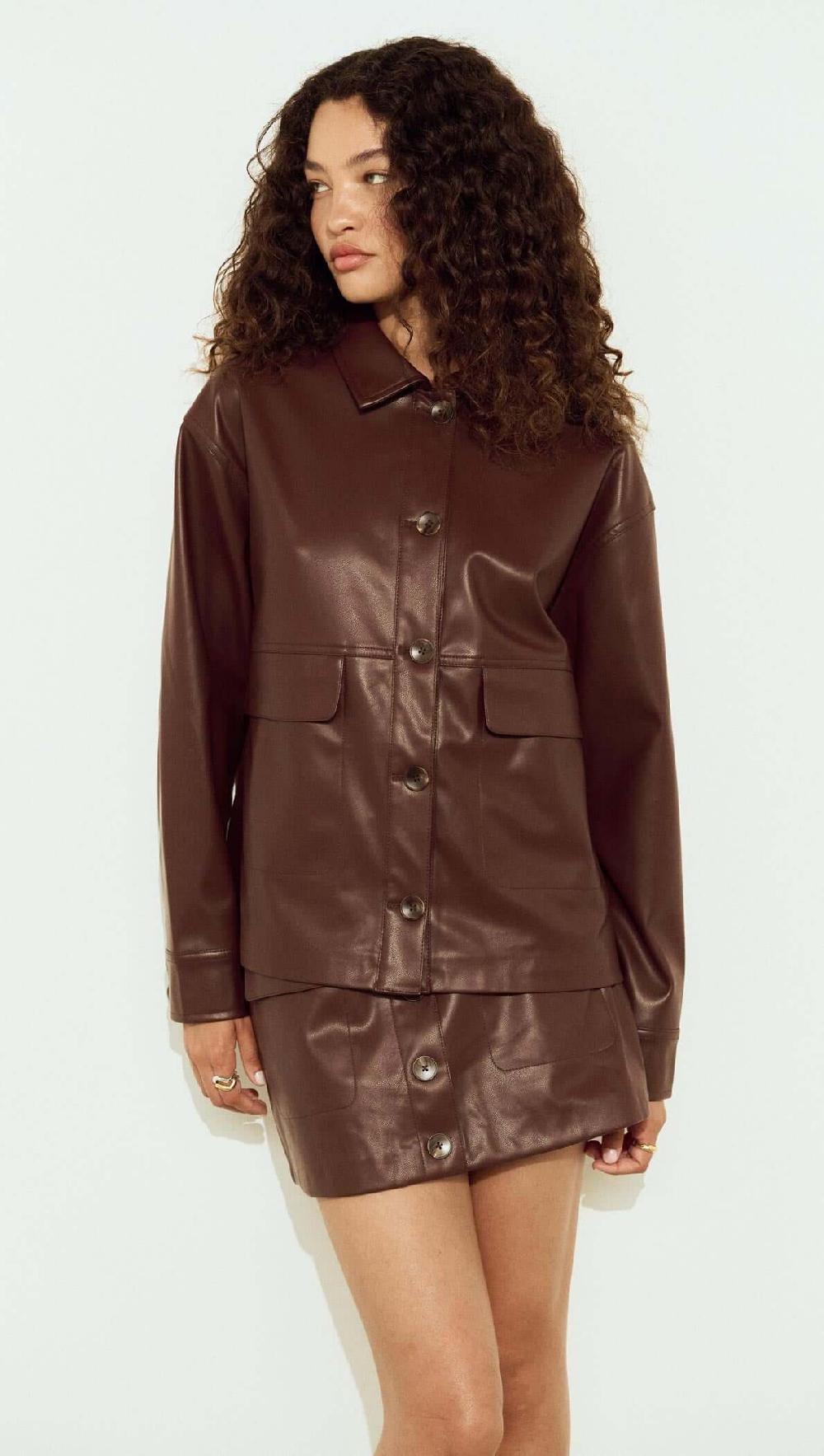 Minkpink Brown Faux Leather Jacket