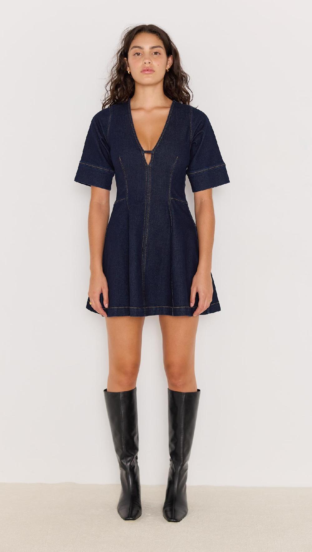 minkpink Camilla Denim Panel Mini Dress