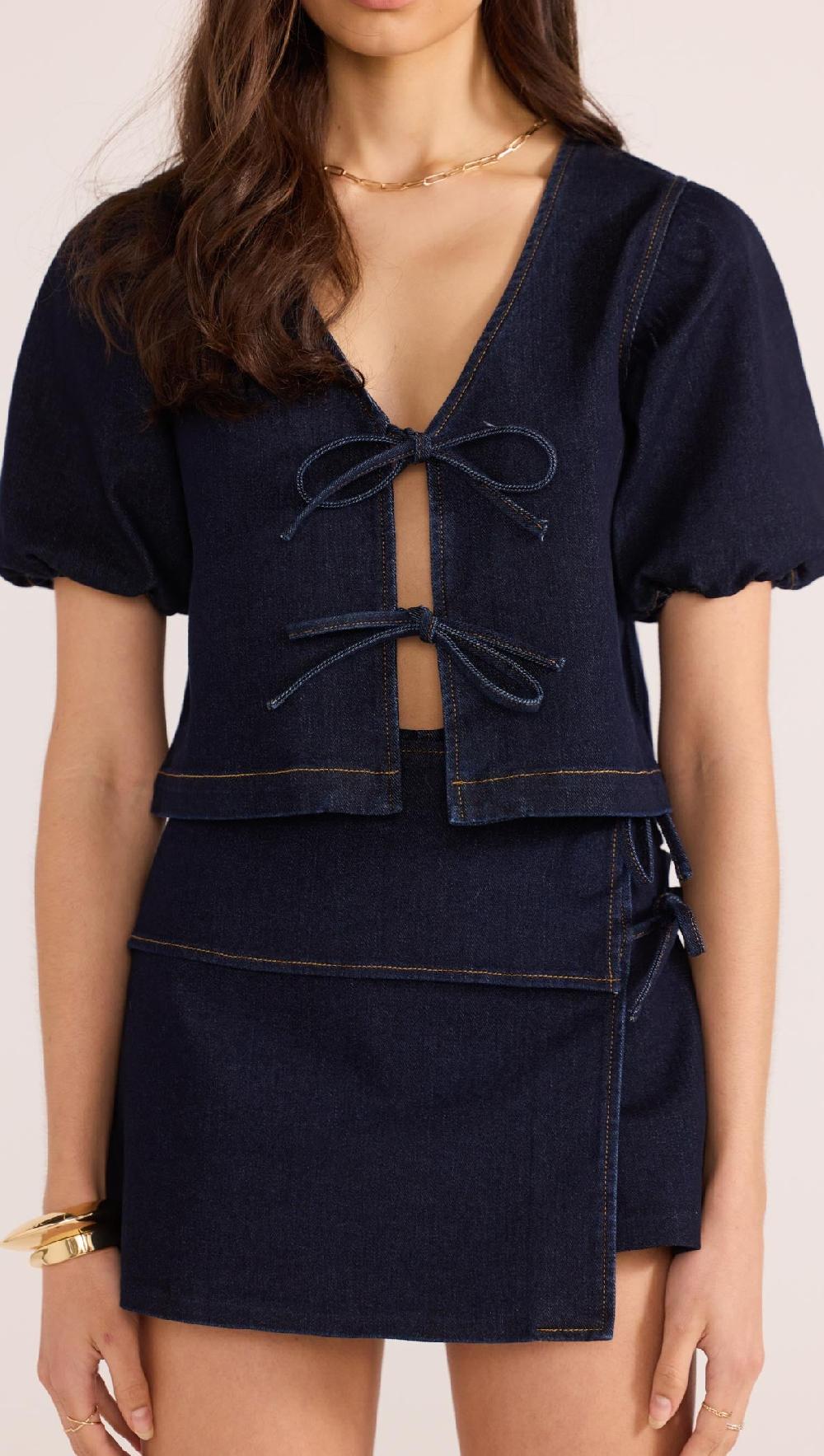 Minkpink Camilla Denim Tie Crop Top