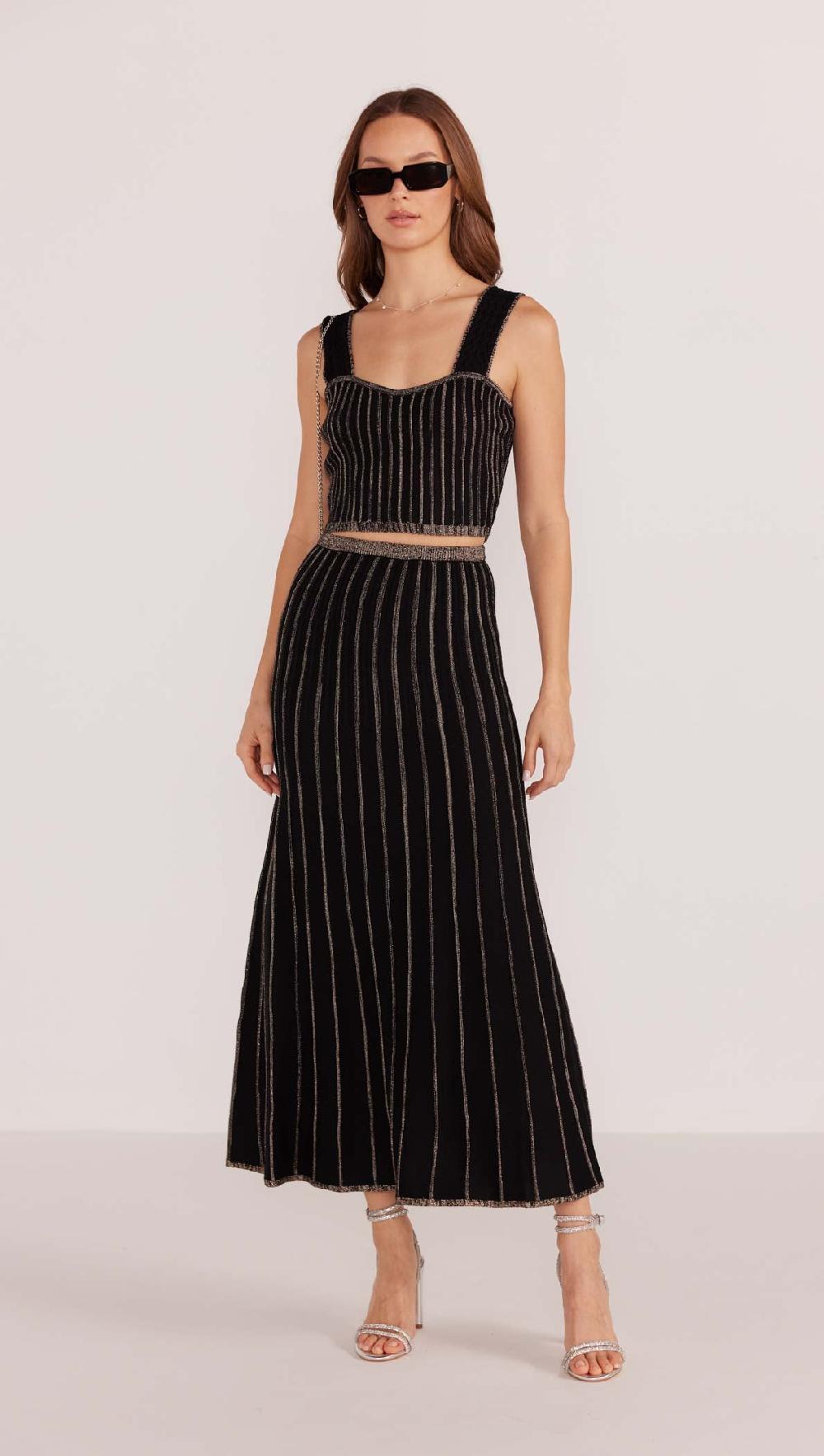 Minkpink Celia Lurex Stripe Midi Skirt - Final Sale
