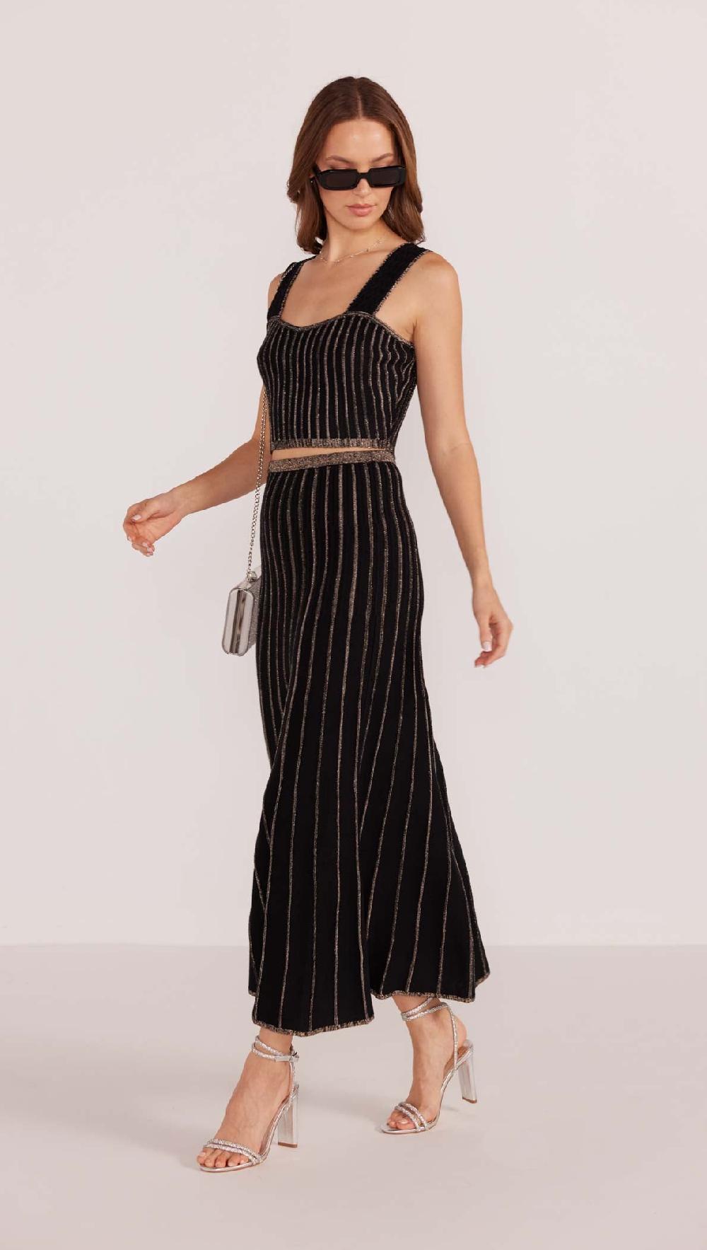 Minkpink Celia Lurex Stripe Midi Skirt - Final Sale