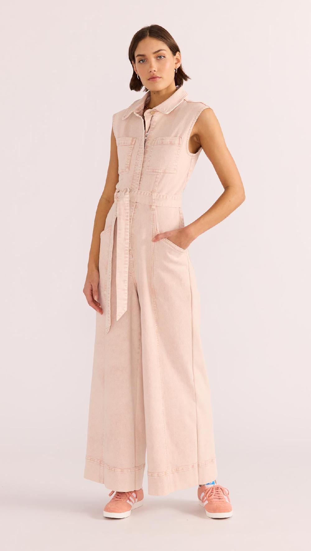 Minkpink Dahlia Denim Panel Jumpsuit