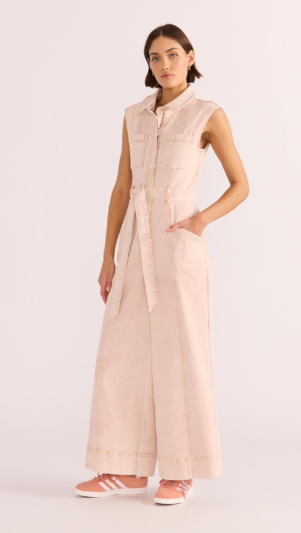 Minkpink Dahlia Denim Panel Jumpsuit