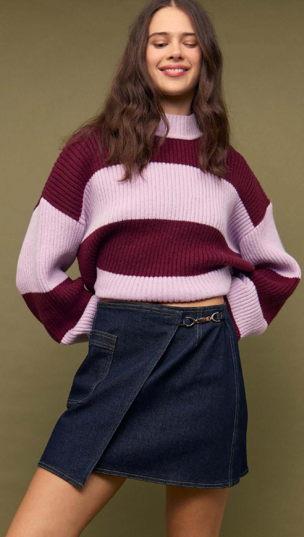 Minkpink Denim Mini Wrap Skirt With Buckle Detail