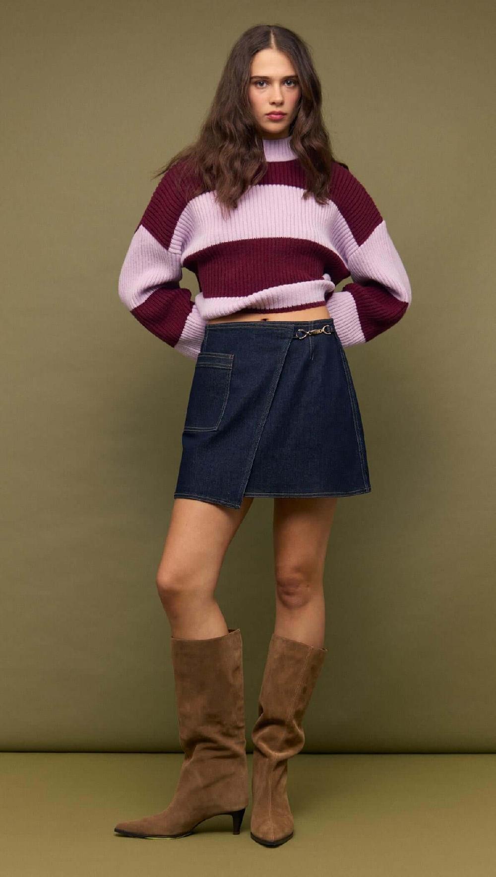 Minkpink Denim Mini Wrap Skirt With Buckle Detail